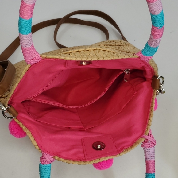 Straw Studios Pink Pom Pom straw bag - Picture 7 of 11